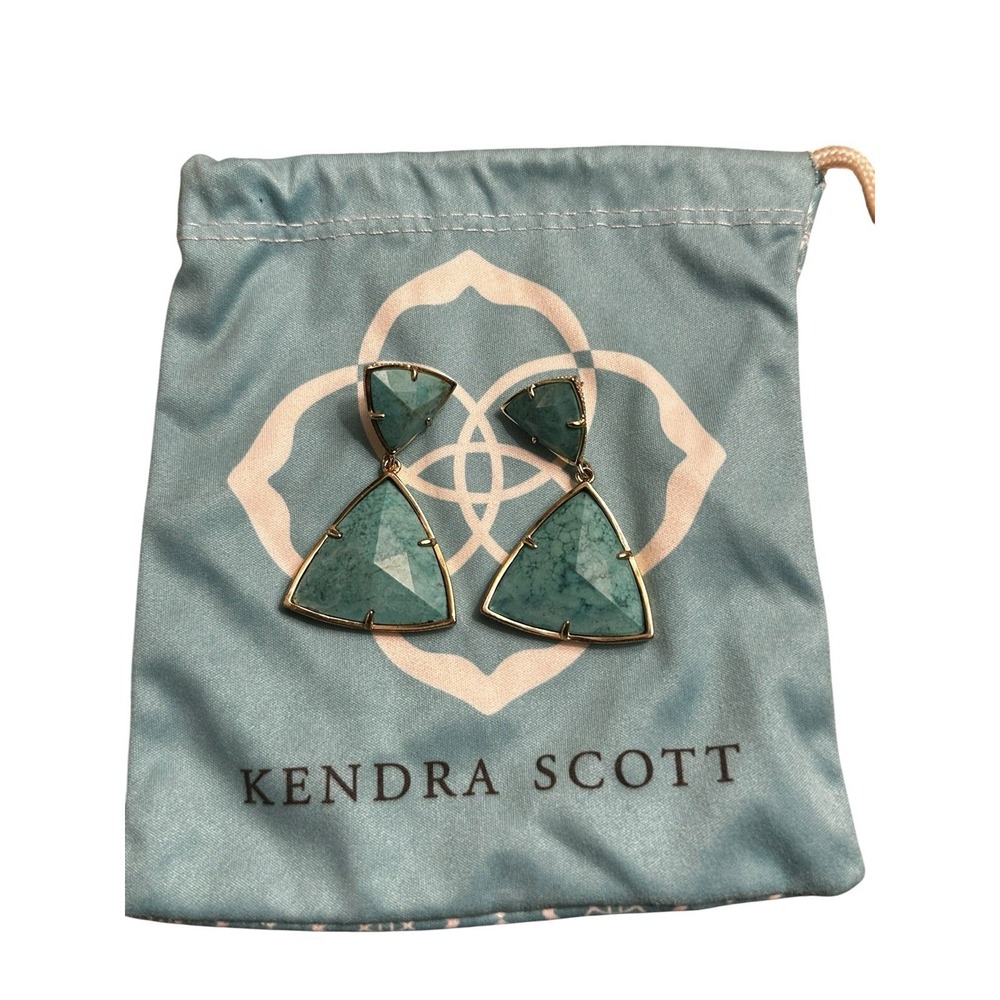 Kendra Scott Maury Earrings‎ Turquoise Magnesite Gold Post Drop Dangle